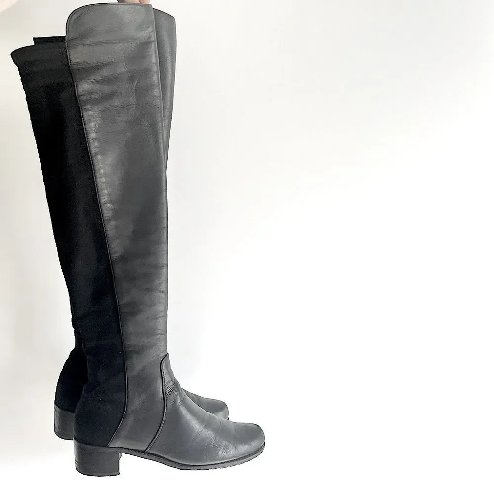 Stuart Weitzman's '5050' Boots Black Nappa Leather Size 7 M